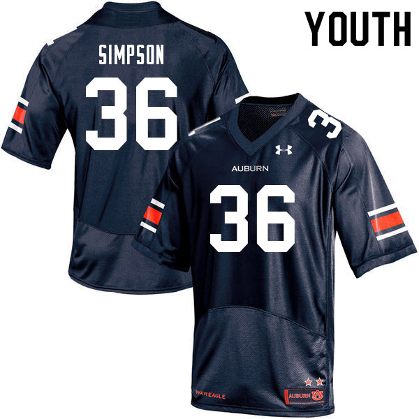 Youth #36 Jaylin Simpson Auburn Tigers College Football Jerseys Sale-Navy